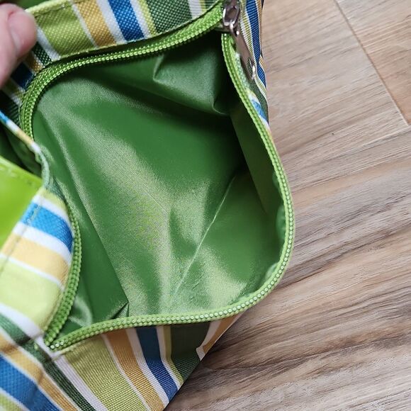 🔺️NWOT Lime, White, Yellow, & Turquoise Striped Tote Purse - Picture 11 of 12